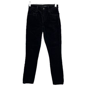 J Brand Maria Jeans Black Velvet Mid Rise Skinny Leg Solid Wash‎ Zip Fly